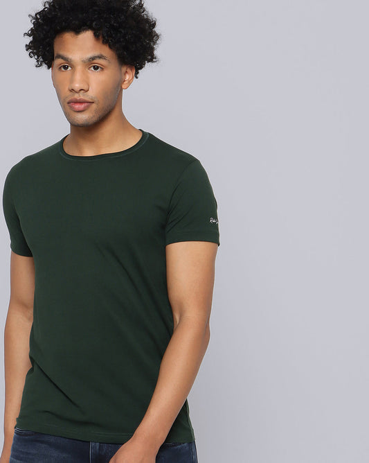 Crewneck Strech T-Shirt-Deep Green