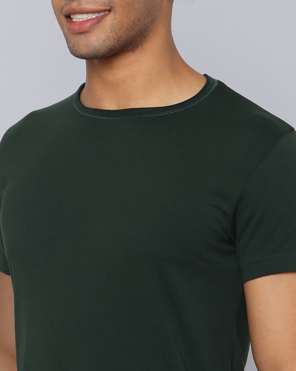 Crewneck Strech T-Shirt-Deep Green