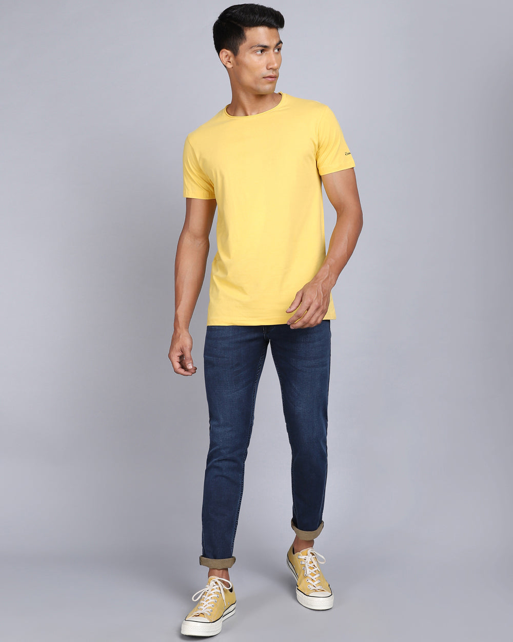 Crewneck Strech T-Shirt-Classic Yellow