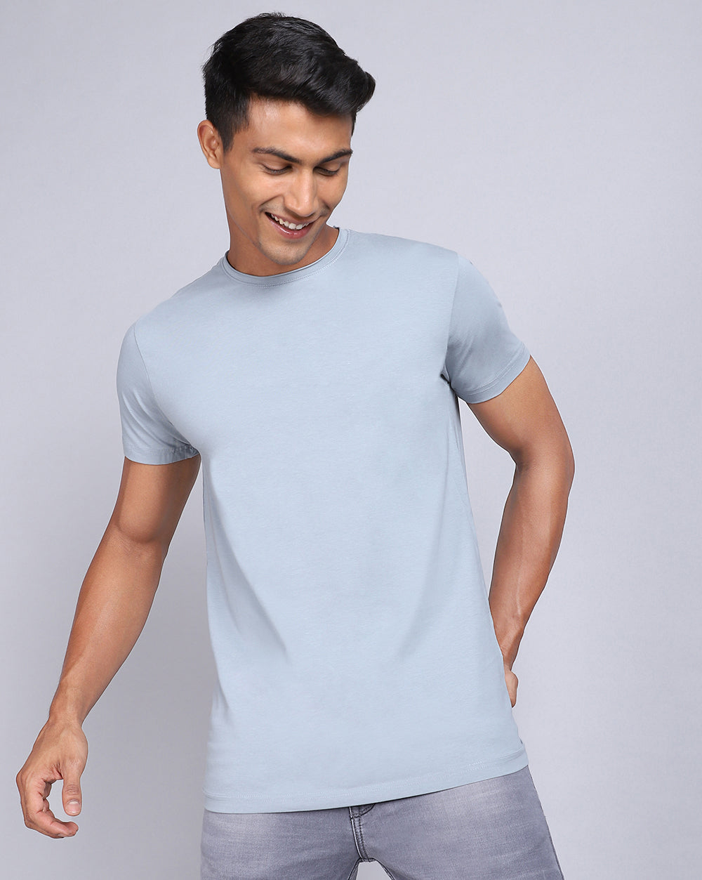 Crewneck Strech T-Shirt-Grey
