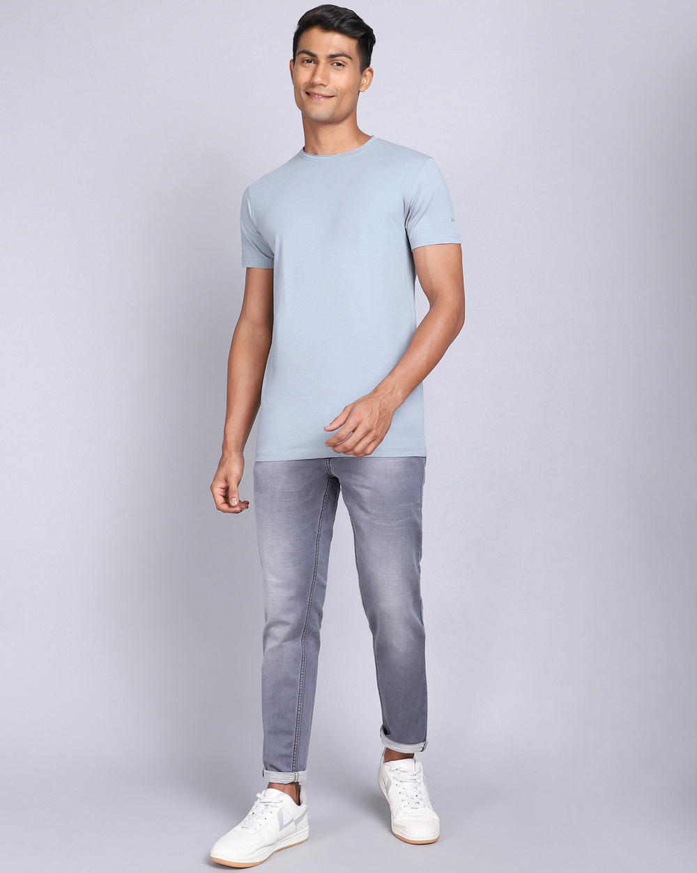 Crewneck Strech T-Shirt-Grey