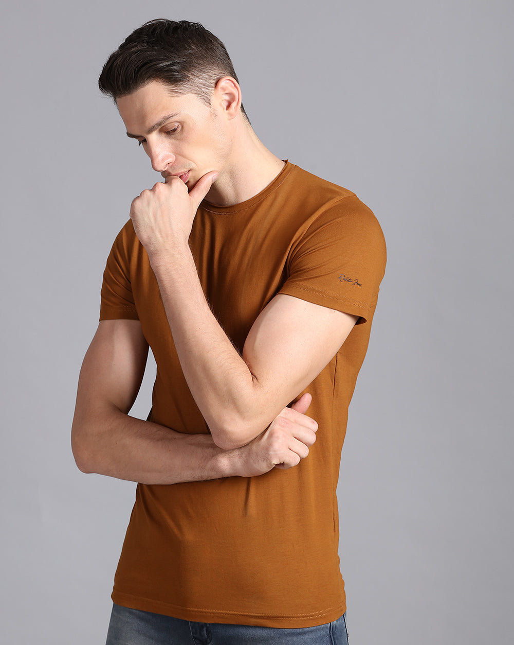 Crewneck Strech T-Shirt-Coffee