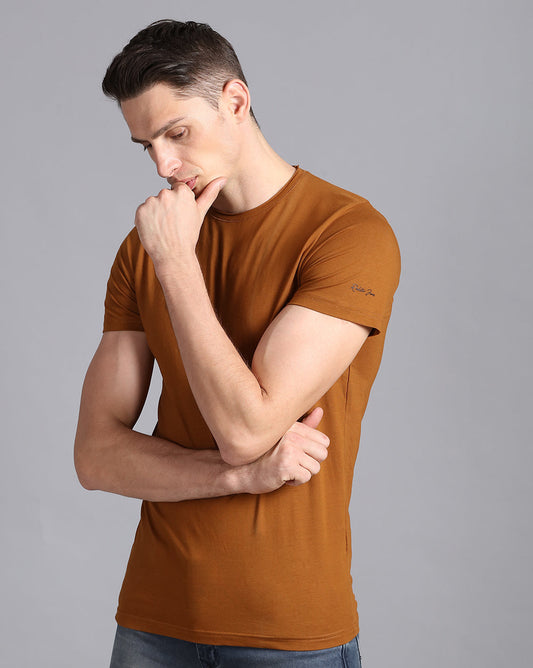 Crewneck Strech T-Shirt-Coffee