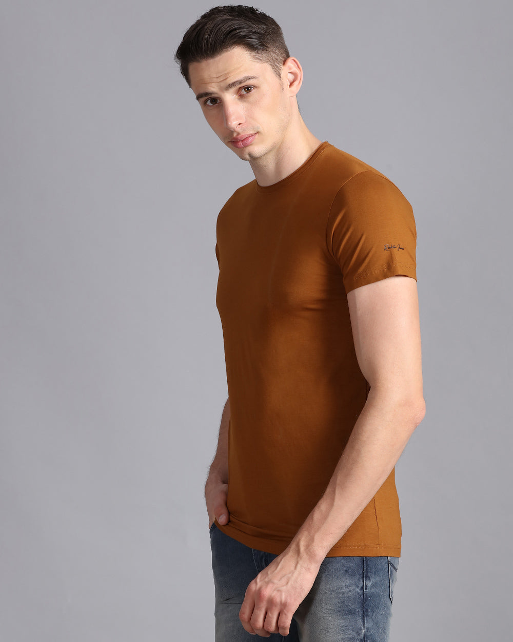 Crewneck Strech T-Shirt-Coffee
