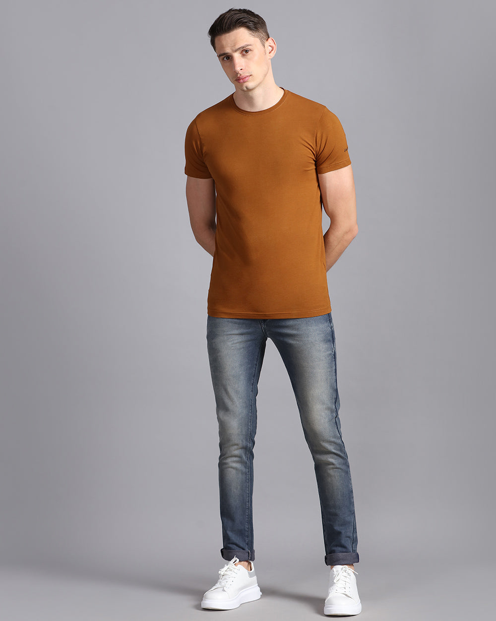 Crewneck Strech T-Shirt-Coffee