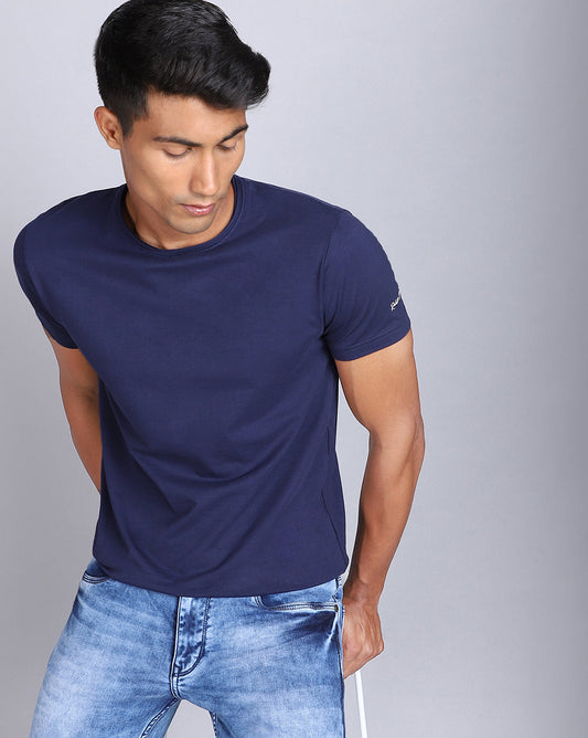 Crewneck Strech T-Shirt-D.Navy