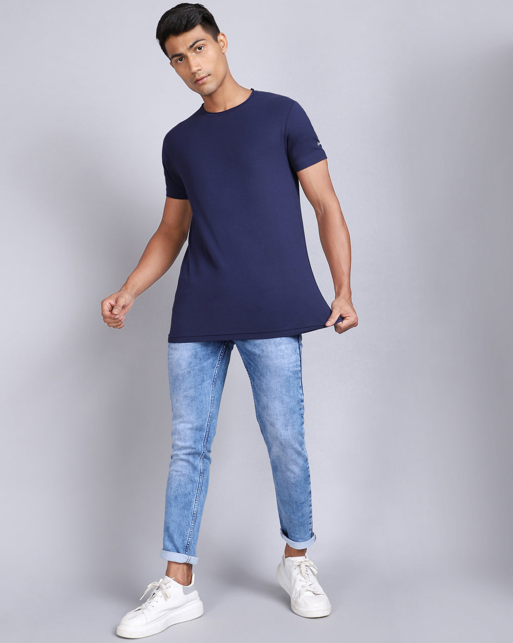 Crewneck Strech T-Shirt-D.Navy