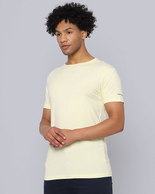 Crewneck Strech T-Shirt-Cream