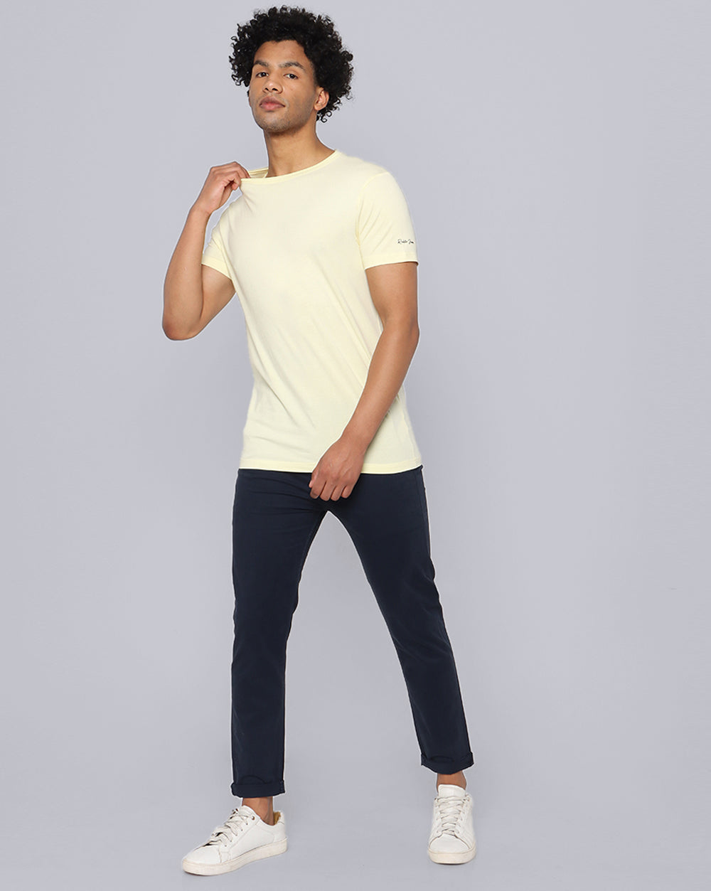 Crewneck Strech T-Shirt-Cream