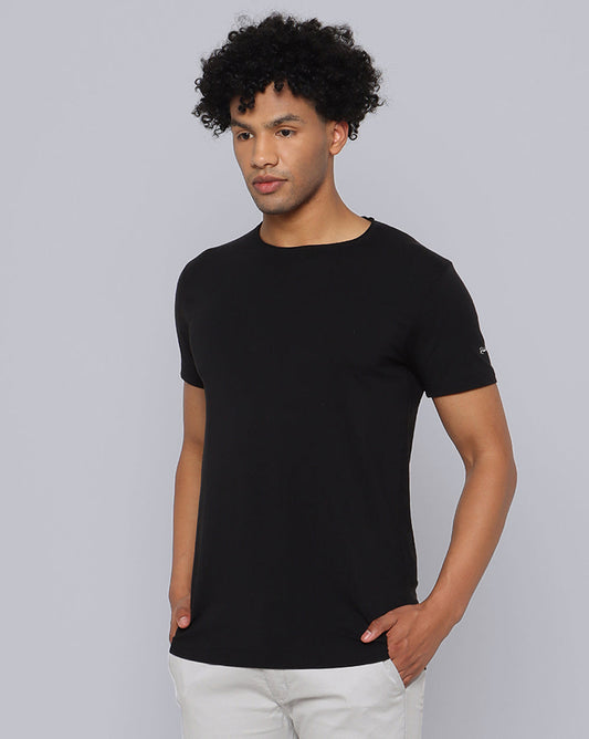 Crewneck Strech T-Shirt-Black