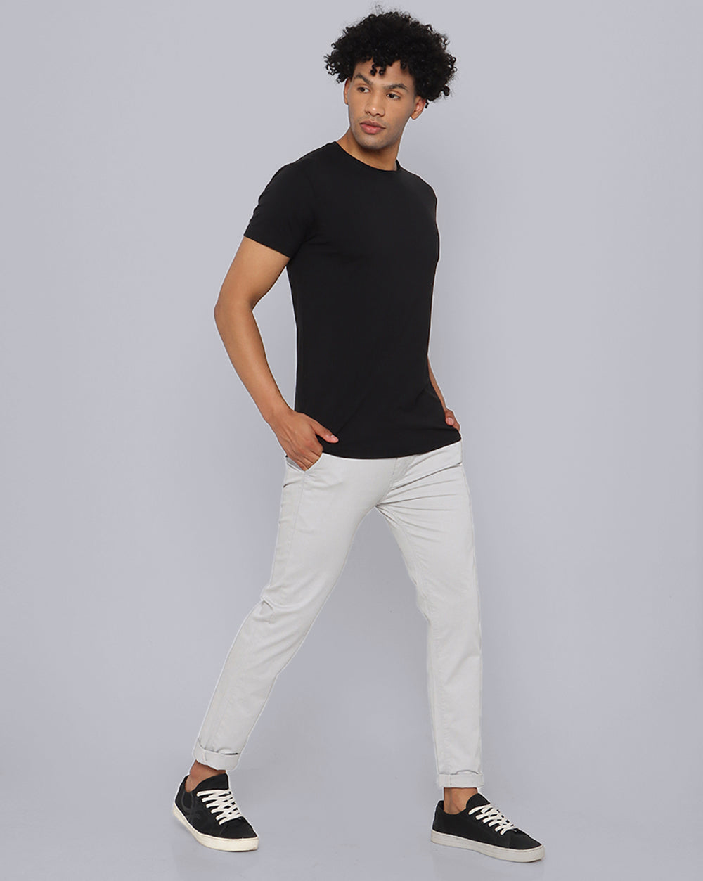 Crewneck Strech T-Shirt-Black