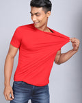 Crewneck Comfort Stretch T-Shirt-Red Candy