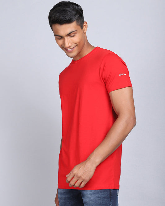 Crewneck Comfort Stretch T-Shirt-Red Candy