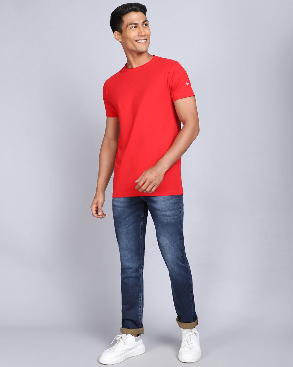 Crewneck Comfort Stretch T-Shirt-Red Candy