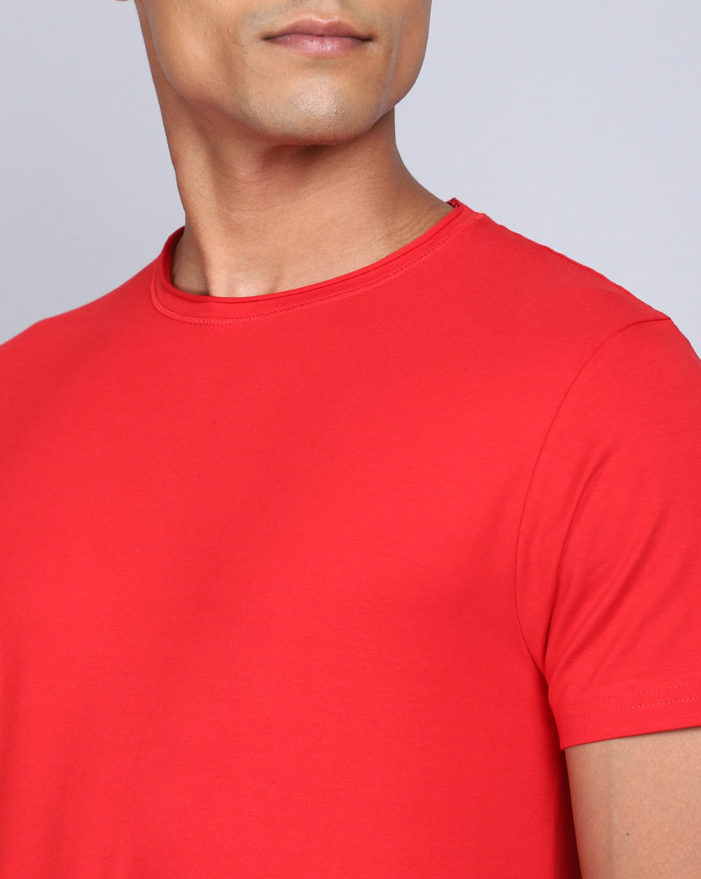 Crewneck Comfort Stretch T-Shirt-Red Candy