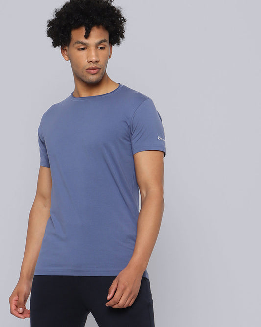 Crewneck Strech T-Shirt-Light Blue
