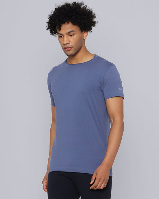 Crewneck Strech T-Shirt-Light Blue