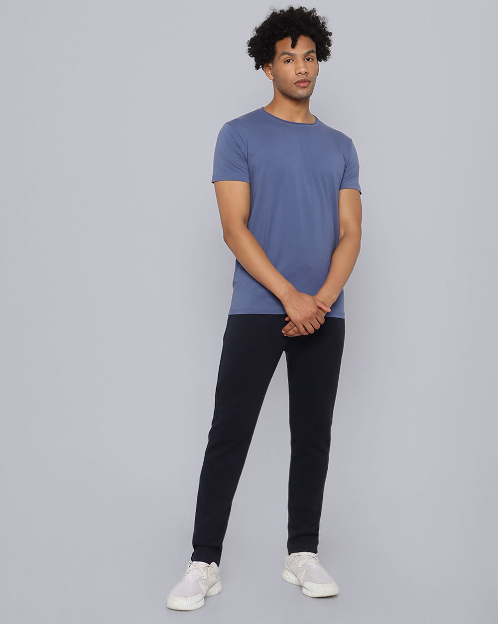 Crewneck Strech T-Shirt-Light Blue