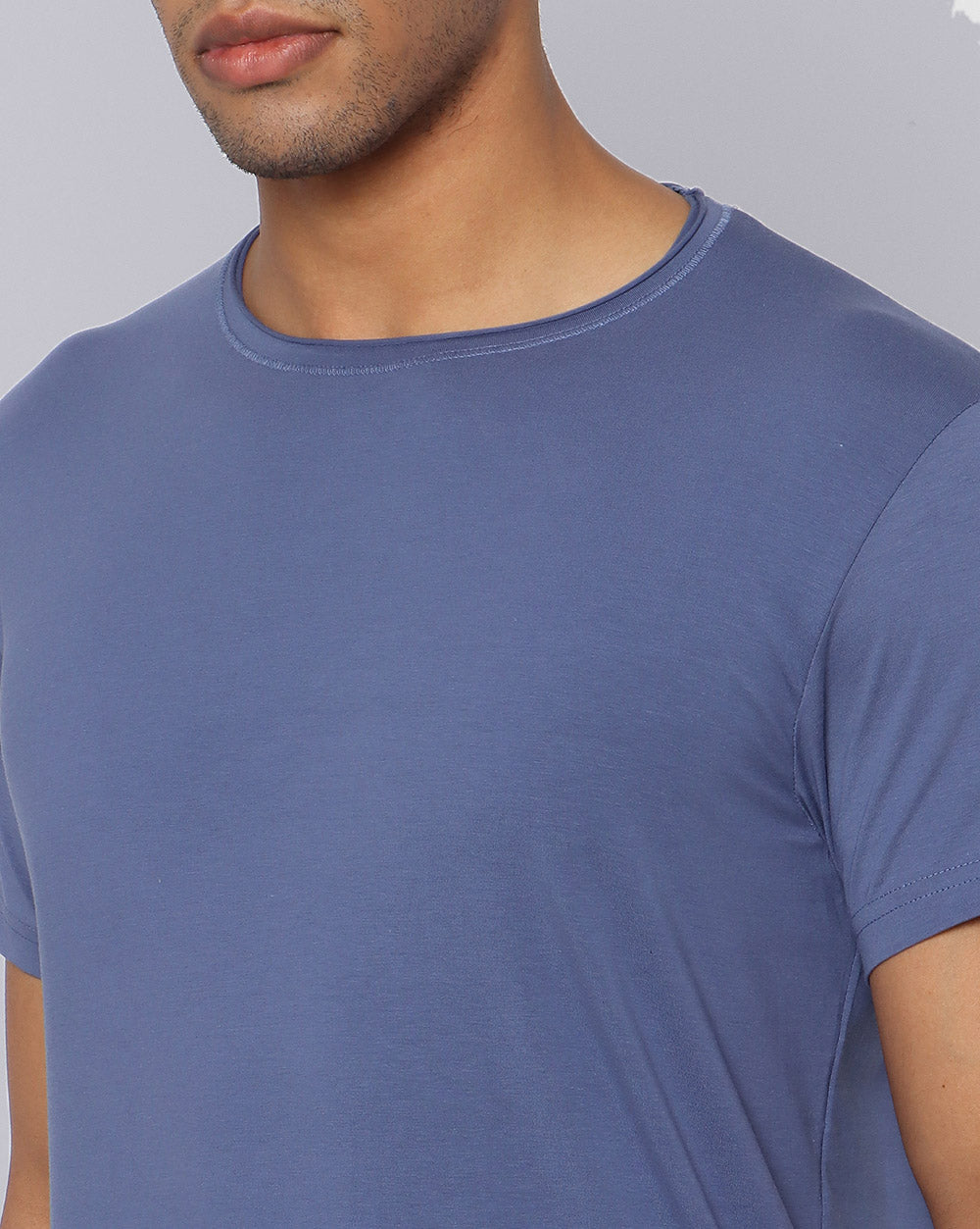Crewneck Strech T-Shirt-Light Blue