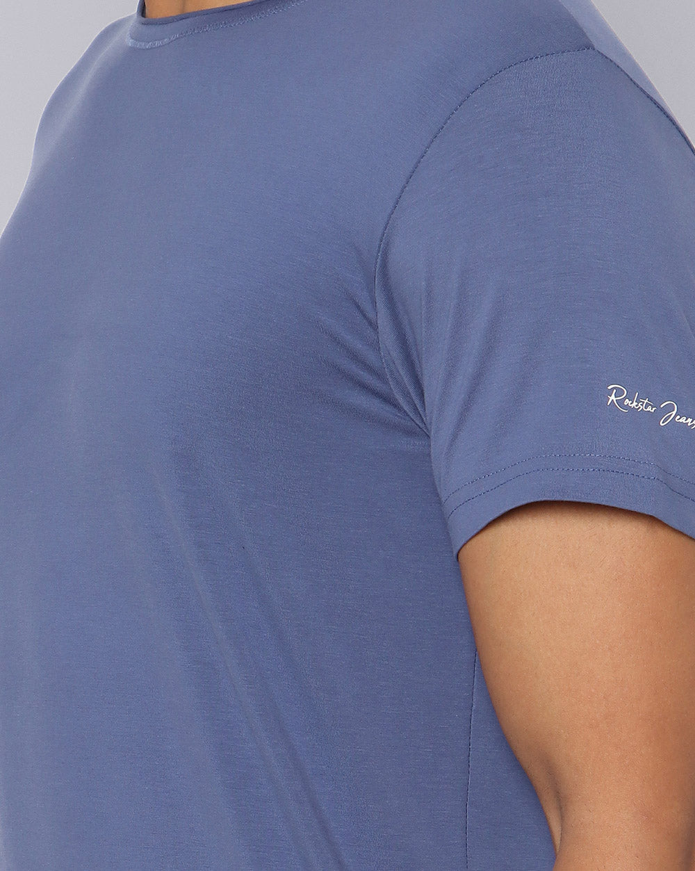 Crewneck Strech T-Shirt-Light Blue
