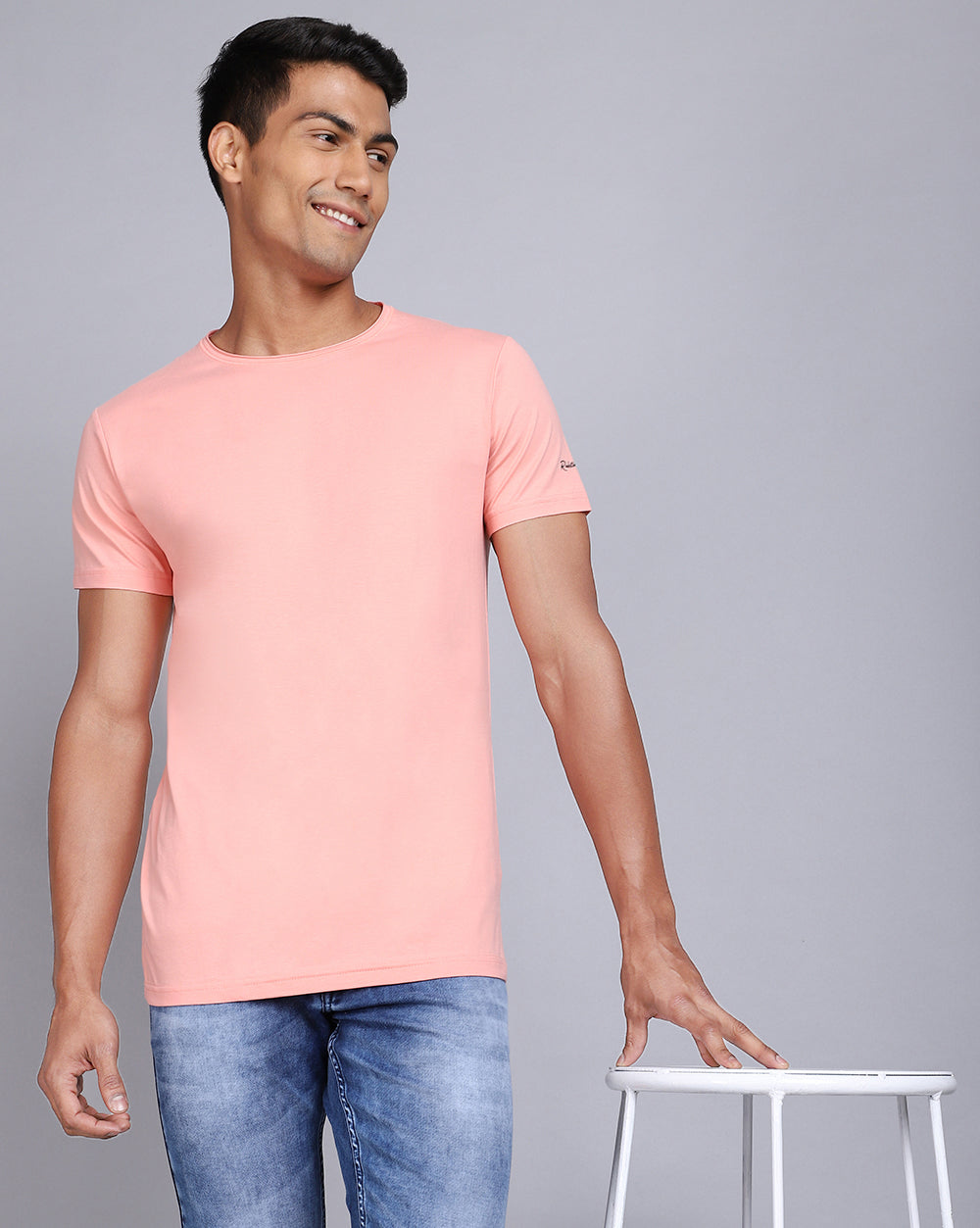Crewneck Comfort Strech T-Shirt-Light Pink