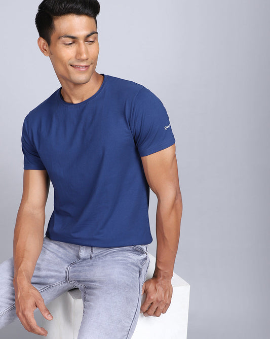 Crewneck Comfort Strech T-Shirt-Royal Navy