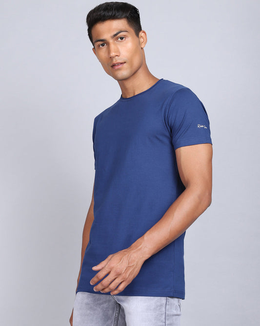 Crewneck Comfort Strech T-Shirt-Royal Navy