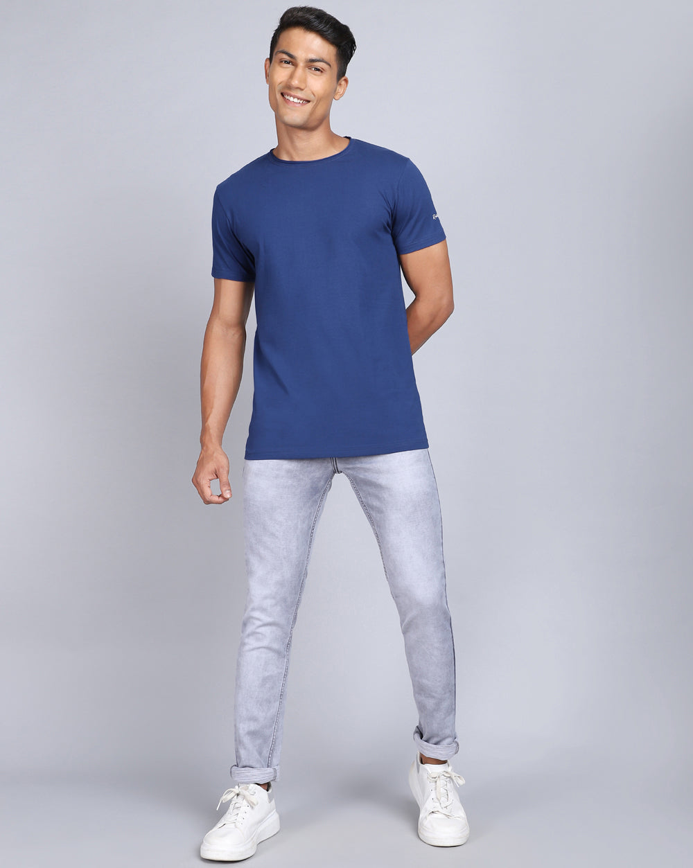 Crewneck Comfort Strech T-Shirt-Royal Navy