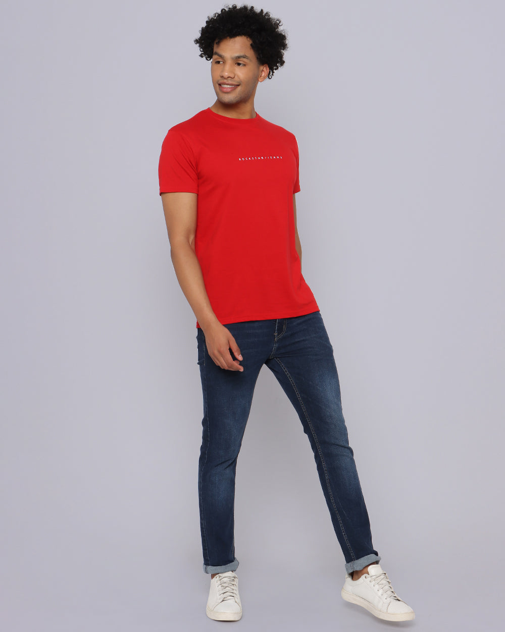Crewneck Combo T-Shirt -Red,Navy