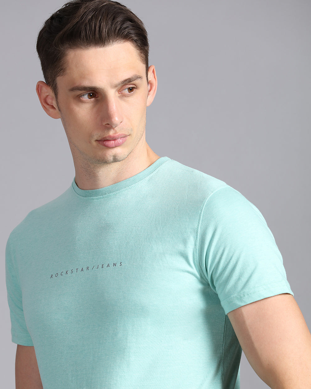 Crewneck Combo T-Shirt -Light Blue,Green
