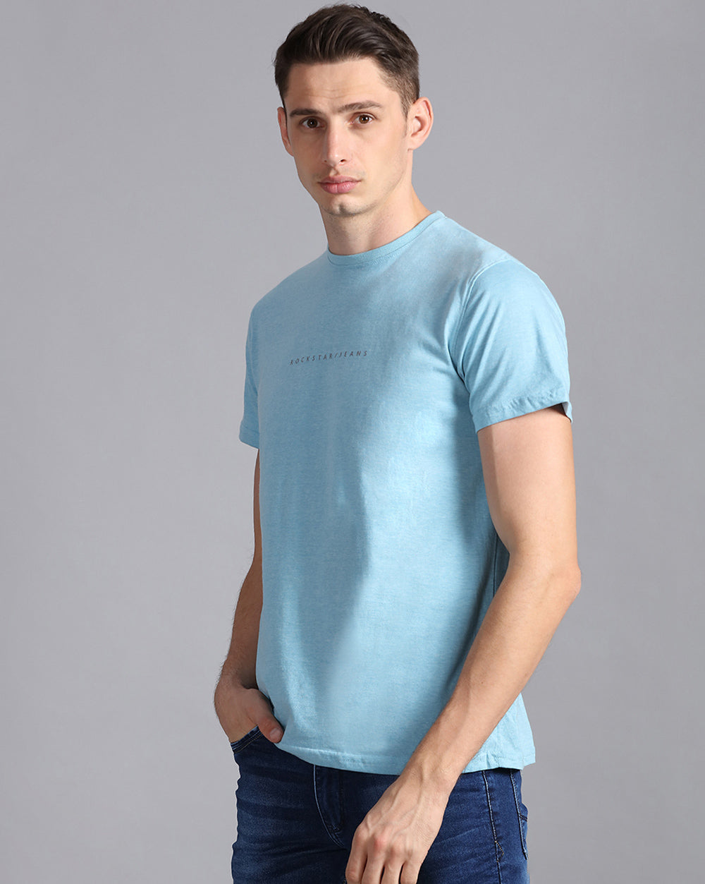 Crewneck Combo T-Shirt -Light Blue,Green