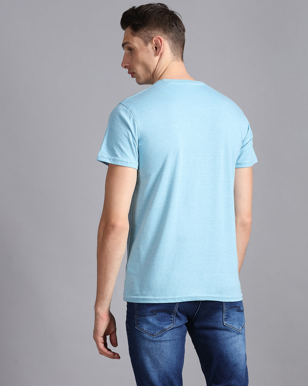 Crewneck Combo T-Shirt -Light Blue,Green