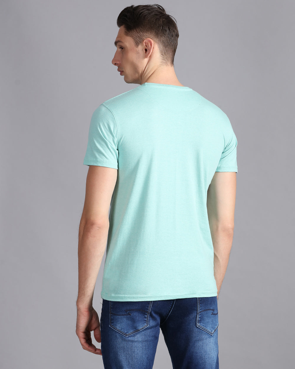 Crewneck Combo T-Shirt -Light Blue,Green