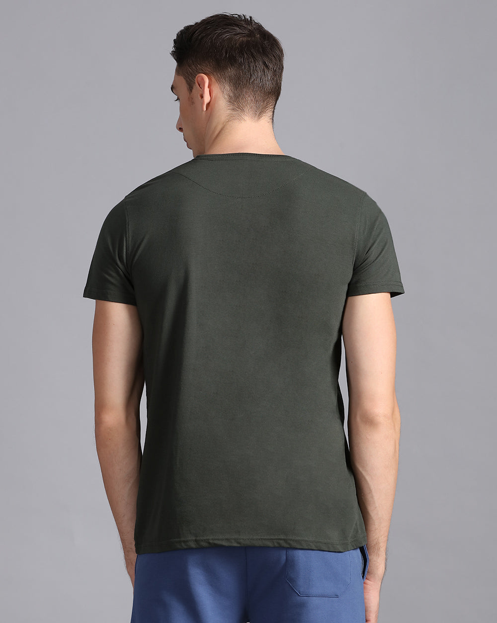 Crewneck Combo T-Shirt -Maroon,Grey