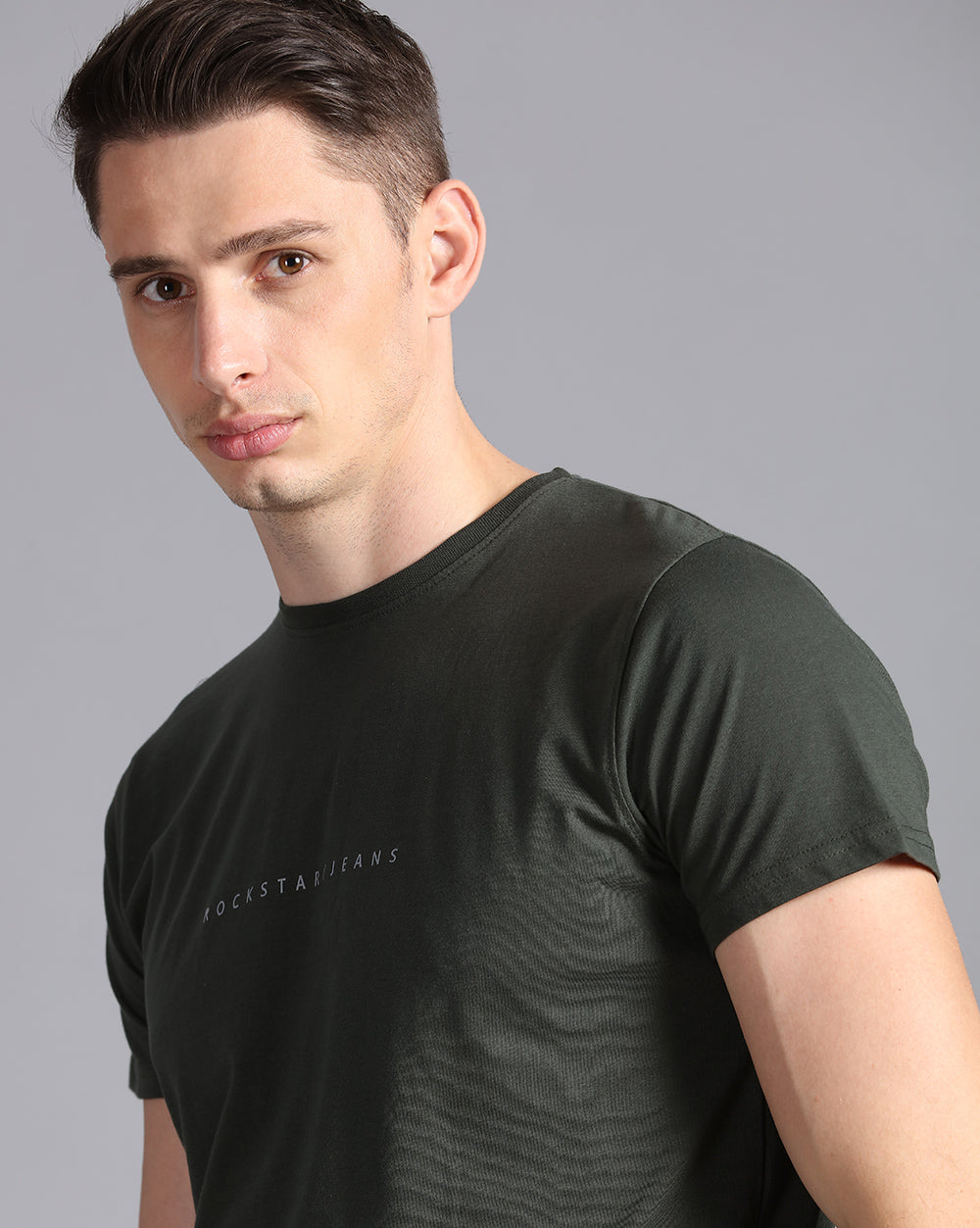 Crewneck Combo T-Shirt -Maroon,Grey