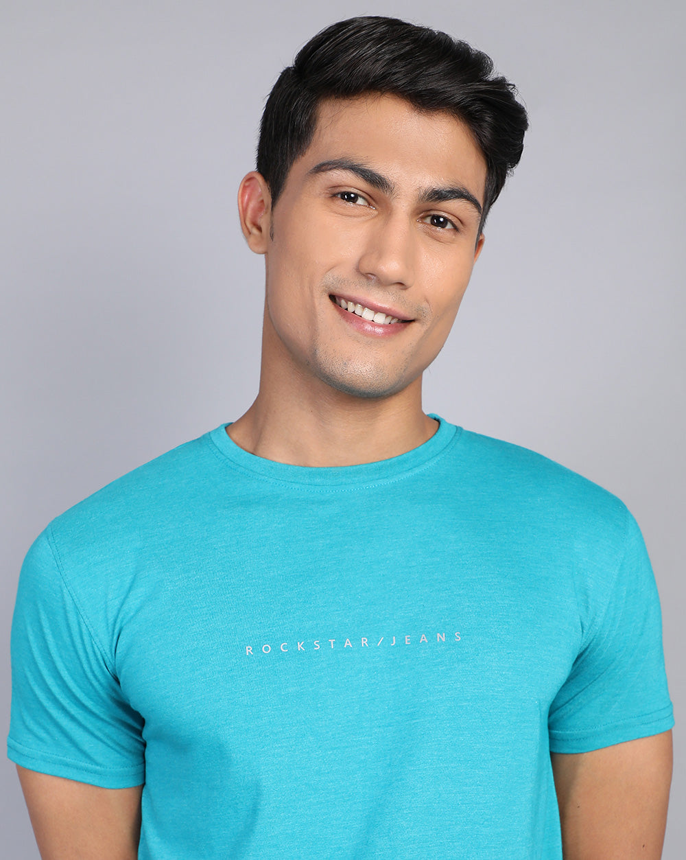 Crewneck Combo T-Shirt -Orange,Blue