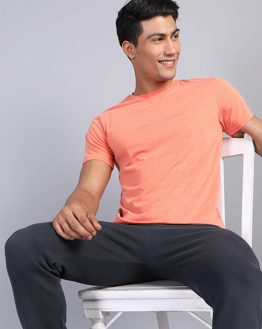 Crewneck Combo T-Shirt -Orange,Blue