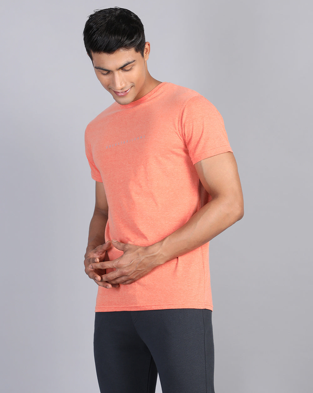 Crewneck Combo T-Shirt -Orange,Blue