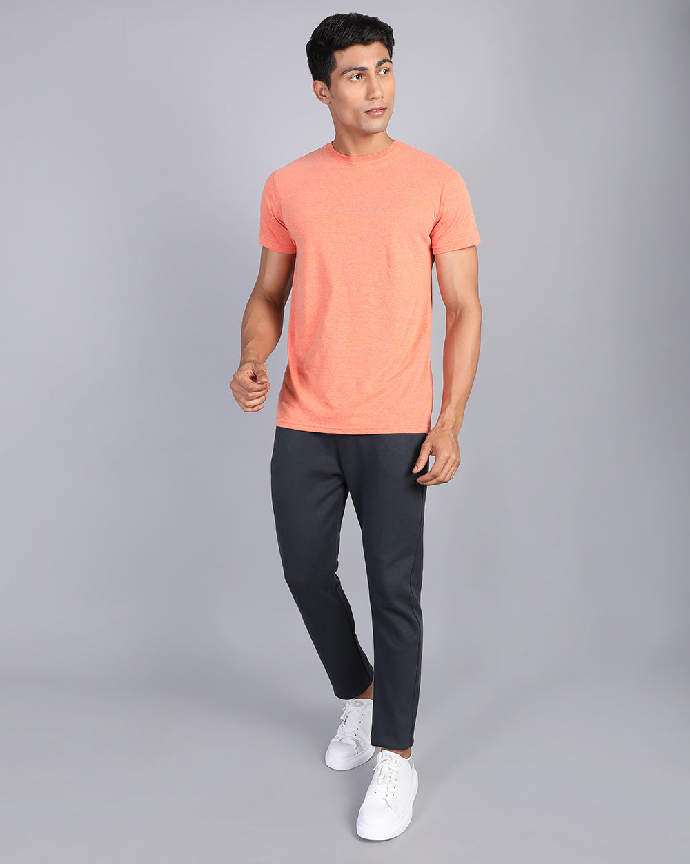 Crewneck Combo T-Shirt -Orange,Blue