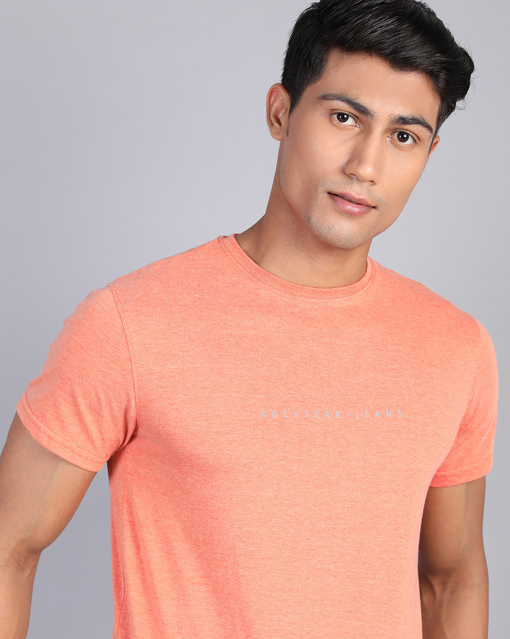Crewneck Combo T-Shirt -Orange,Blue