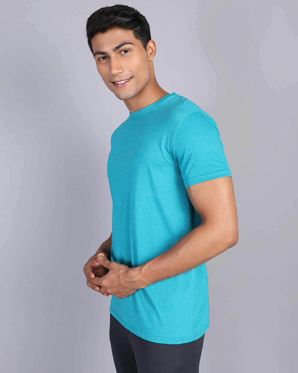 Crewneck Combo T-Shirt -Orange,Blue
