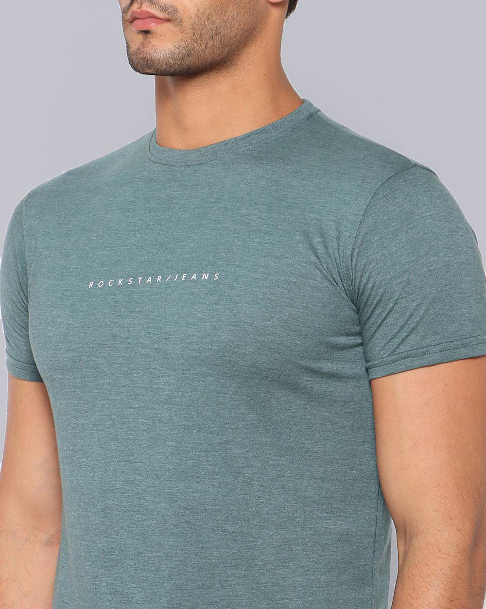 Crewneck Combo T-Shirt -Orange,Grey