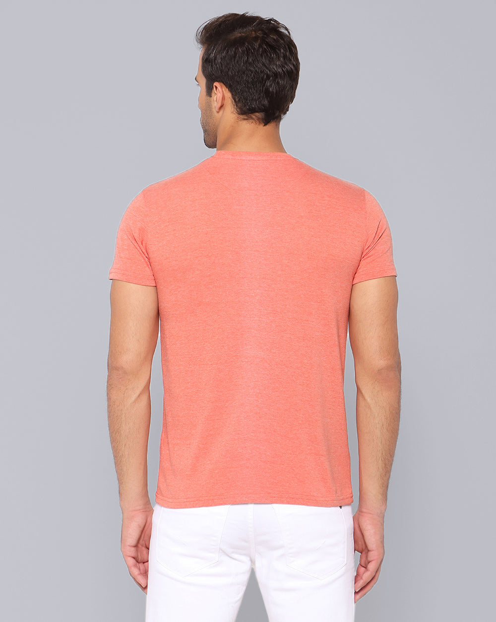 Crewneck Combo T-Shirt -Orange,Grey