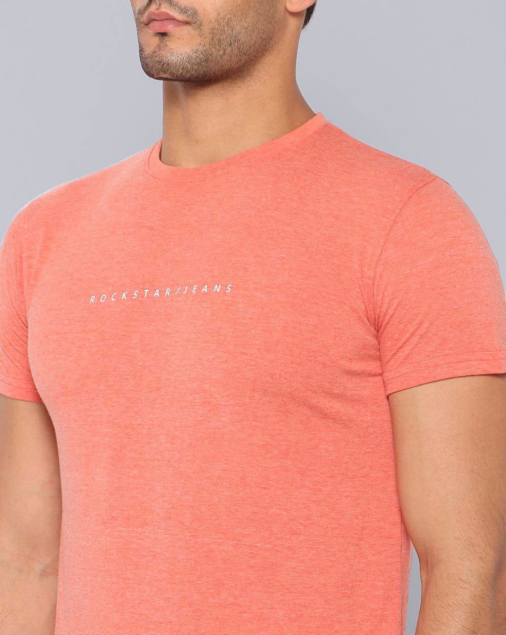 Crewneck Combo T-Shirt -Orange,Grey