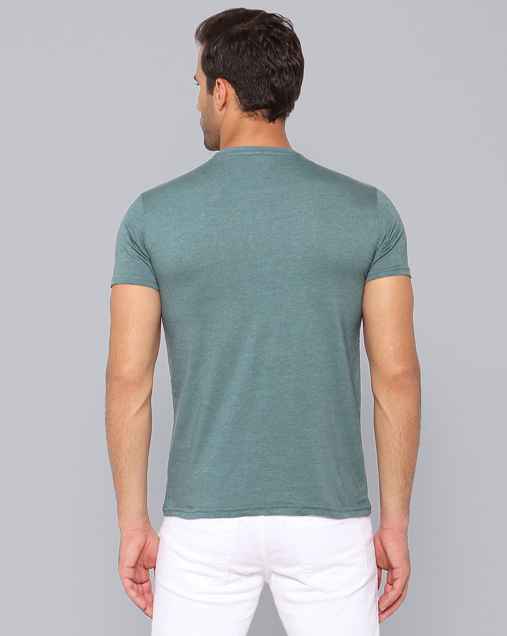 Crewneck Combo T-Shirt -Orange,Grey