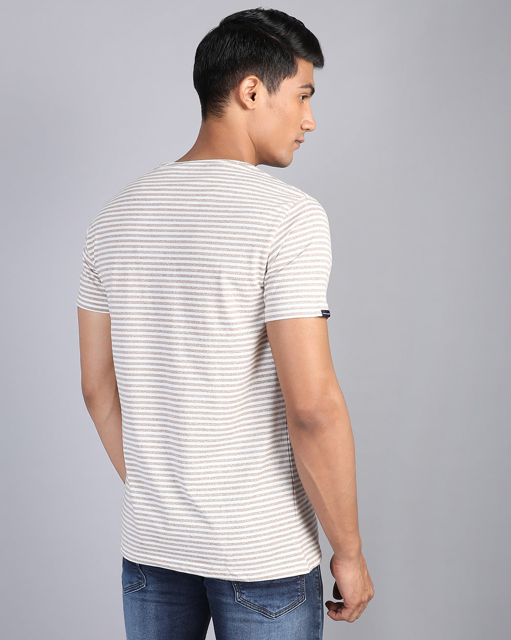 Lazy Striped T-Shirt-Beige