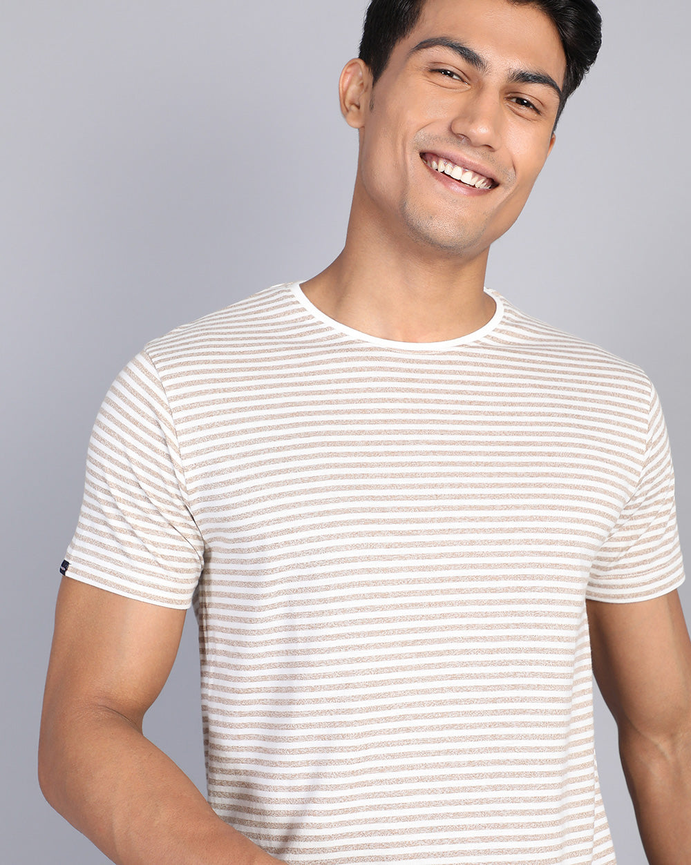 Lazy Striped T-Shirt-Beige