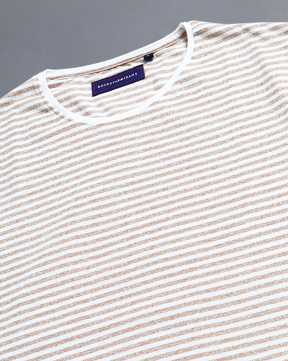 Lazy Striped T-Shirt-Beige