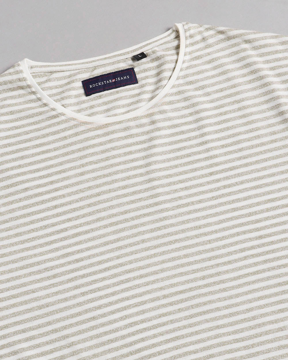 Crewneck Slim Fit Lazy Striped T-Shirt-Green