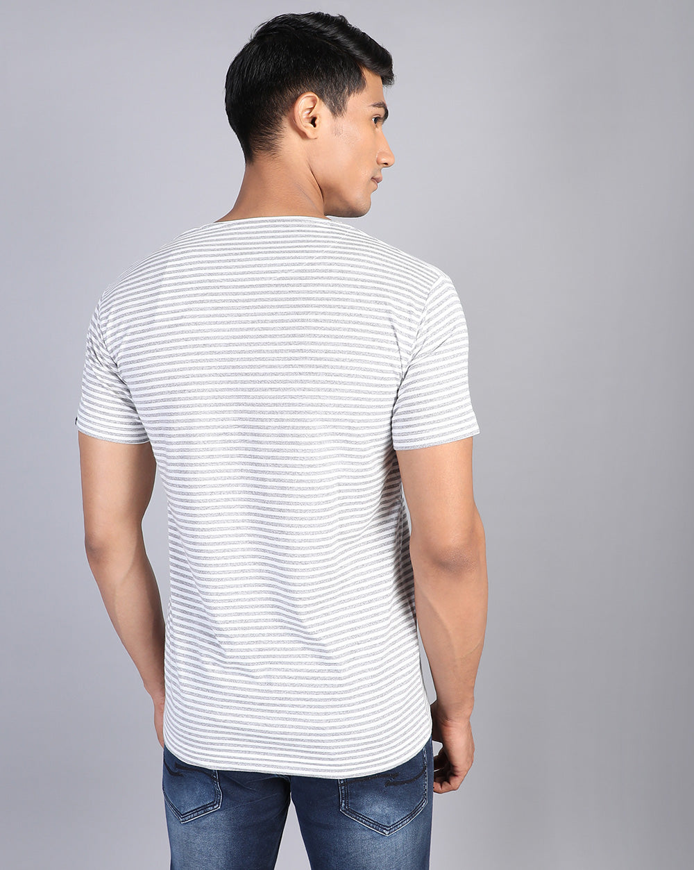 Lazy Striped T-Shirt-Grey